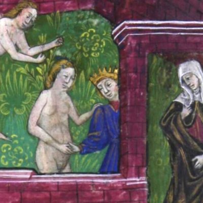 Adieux d'Anchise à la porte des songes (Virgile, Énéide l6, Valence BH Ms 837, f167r)
