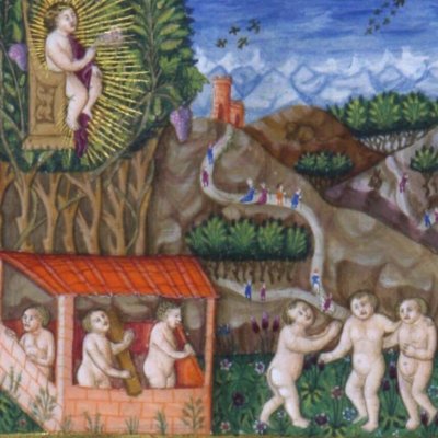 Le triomphe de Bacchus (Virgile, Géorgiques, Valence BH Ms 837, f29v)