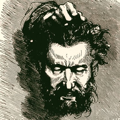 Tête décapitée (Victor Hugo, Le dernier jour d'un condamné, E. Hugues, 1883) - Gavarni