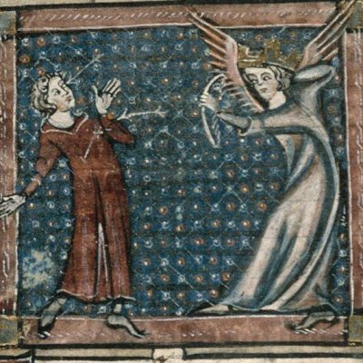 La blessure d'Amour (Roman de la rose, Draguignan, Ms 17 (R. 1), f14v)