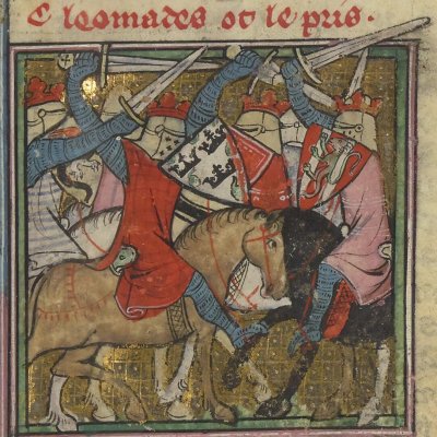 Marcadigas contre les cinq rois (Cleomadés, Bnf Français 1456, f7r)