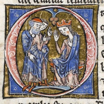 La reine Sarrasinte convoque Joseph (Histoire du saint graal, Rennes 255, f23v)