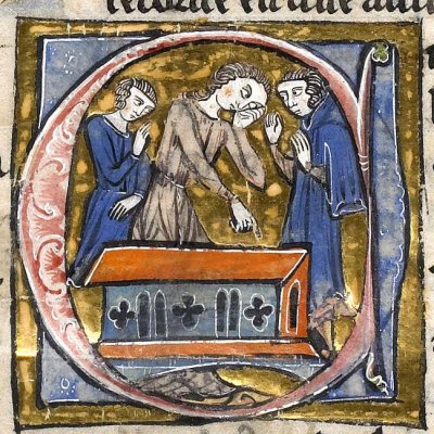 La tombe d'Hippocrate (Histoire du saint graal, Rennes 255, f60v)