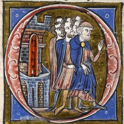 Joseph et ses compagnons quittent Sarraz (Histoire du saint graal, Rennes 255, f68v)