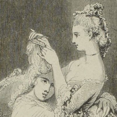 Manon arrangeant les cheveux de Des Grieux (Manon Lescaut, éd. Janin, 1839) - Tony Johannot