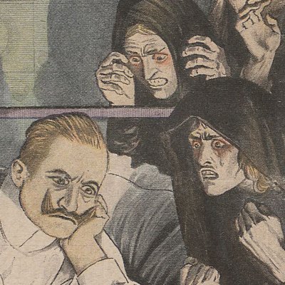 "He's not sleeping!..." (Le Petit Journal. Sunday supplement no. 1244, October 25, 1914)