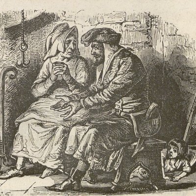 Le Petit Poucet sous l'escabelle (Contes de Perrault, Blanchard, 1851) - Grandville