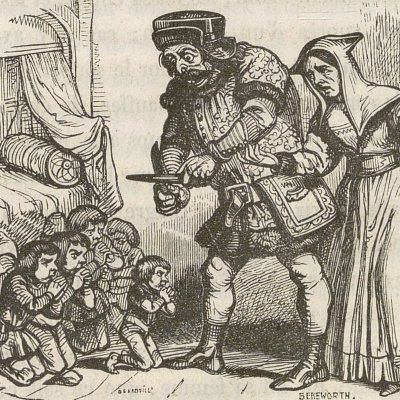 Le Petit Poucet. Chez l'ogre (Contes de Perrault, Blanchard, 1851) - Grandville
