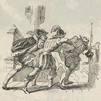 La mort de Barbe bleue (Contes de Perrault, Blanchard, 1851) - Grandville