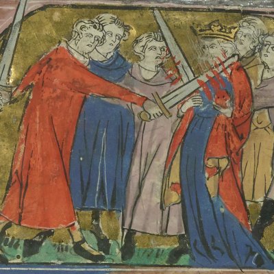Œdipe tue son père (Roman de Thèbes, Bnf Français 60, f2)