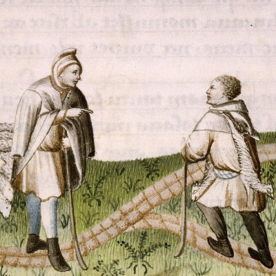 Lycidas et Moeris (Virgile, Bucoliques 9, Lyon Ms P.A. 27, f17)