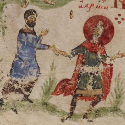 Moïse et Aaron (Psautier de Théodore, Londres MS Additional 19352, f99v)