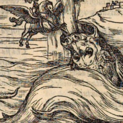 Roger combat l'orque (Roland furieux, éd. Giolito de Ferrari 1543, ch10)