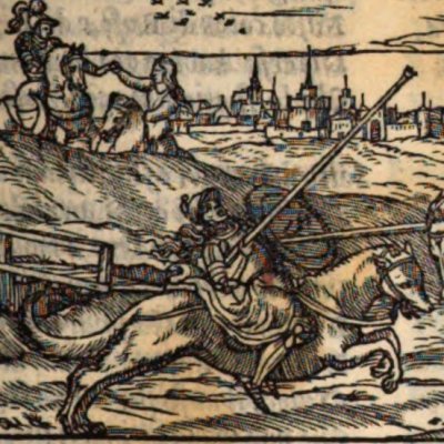 Roger tue Ériphile (Roland furieux, éd. Giolito de Ferrari 1543, ch7)