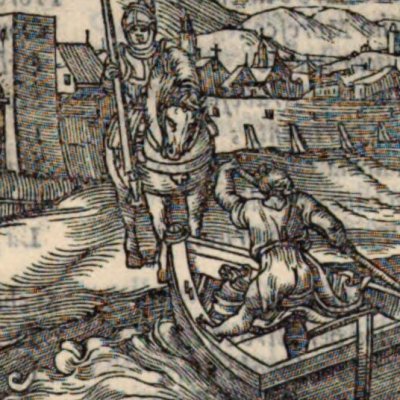 Roland apprend l'histoire de l'orque (Roland furieux, éd. Giolito de Ferrari 1543, ch9)