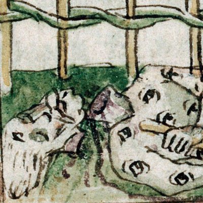 Mercure délivre Iô d'Argus (Épître d’Othéa, Lille ms 175, f31v)