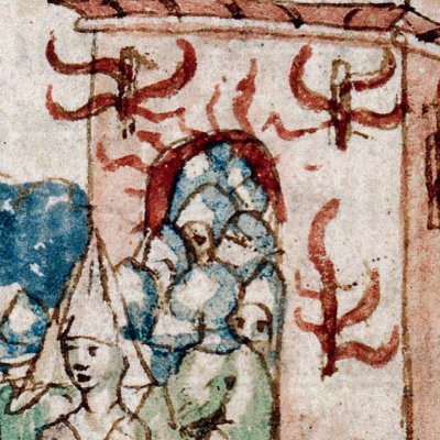 Mort de Laomédon et première destruction de Troie (Épître d’Othéa, Lille ms 175, f59v)