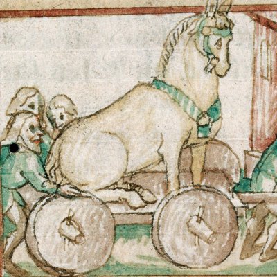 Le cheval de Troie (Épître d’Othéa, Lille ms 175, f95v)