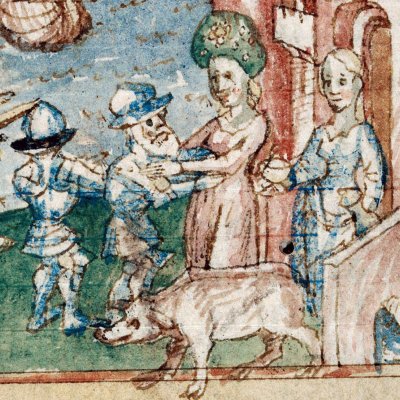 Circé accueille Ulysse et ses compagnons (Épître d’Othéa, Lille ms 175, f97)
