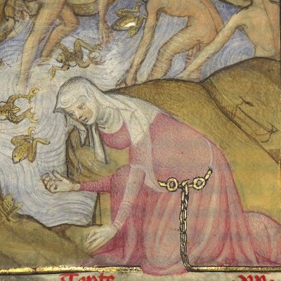 Latone change les paysans en grenouilles (Epître d'Othéa, Bnf Français 606, f11v)