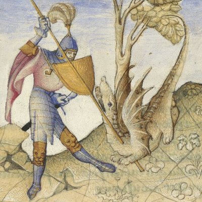 Persée tue la Gorgone (Epître d'Othéa, Bnf Français 606, f26v)