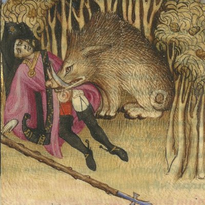 Adonis tué par un sanglier (Epître d'Othéa, Bnf Français 606, f30v)
