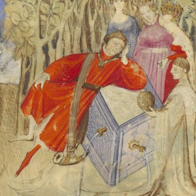 Songe de Pâris. Mercure lui porte la pomme d'or (Epître d'Othéa, Bnf Français 606, f31v)