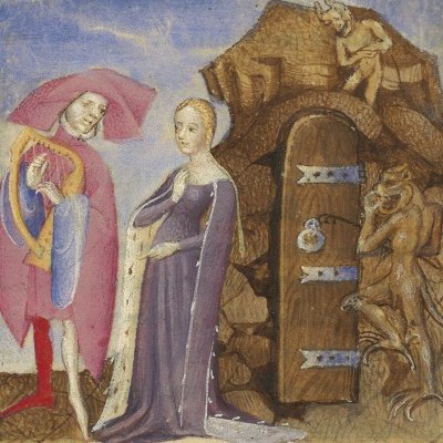 Orphée descend chercher Eurydice aux Enfers (Epître d'Othéa, Bnf Français 606, f32v)