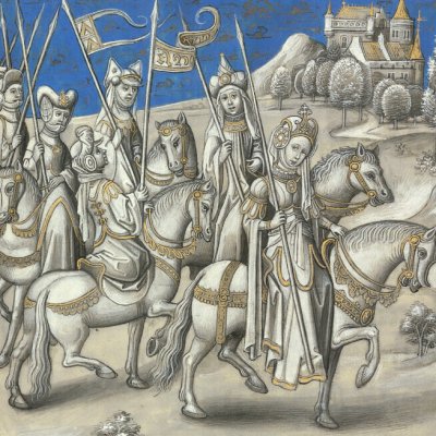 Penthésilée au secours de Troie (Épître d’Othéa, Erlangen 2361, f26) - Willem Vrelant