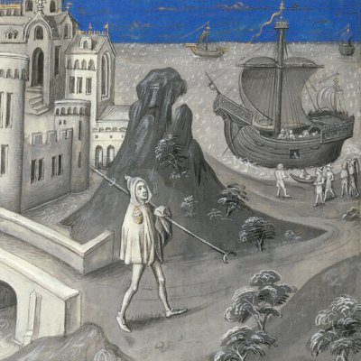 Laomédon refuse l'hospitalité aux Argonautes (Épître d’Othéa, Erlangen 2361, f49v) - Willem Vrelant