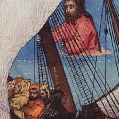 Neptune assure une traversée sure au bateau (Epître d’Othéa, La Haye KB 74G27, f33v)