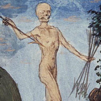 Atropos distribue ses flèches (Epître d'Othéa, La Haye KB 74G27, f34)