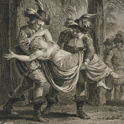 Zilia et ses deux ravisseurs (Lettres d'une Péruvienne, Migneret 1797) - Patas d'après le Barbier