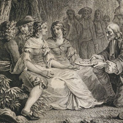 Le chef du village remet à Zilia les clefs de sa maison (Lettres d'une Péruvienne, Migneret 1797) - Lingée d'après le Barbier