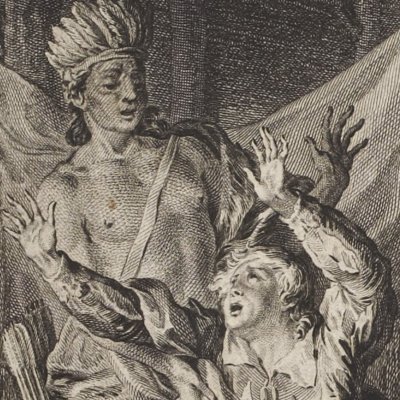 Le cacique converti par Las-Casas épargne le fils de Davila (Marmontel, Les Incas 1777, t1) - Moreau le Jeune