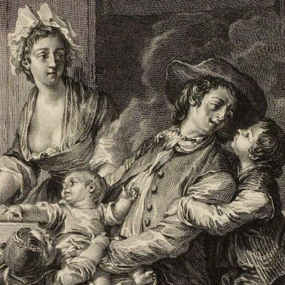 Le vrai bonheur (Histoire des modes & du costume…) - Simonet d'après Moreau le jeune