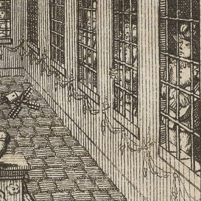 Description des loges de la maison de fous (Le Diable boiteux, éd. 1726) - Dubercelle