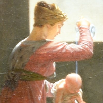 Geneviève de Brabant dans sa prison baptisant son fils - Jean-Baptiste Mallet
