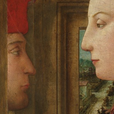 Portrait d'une femme à la fenêtre avec un homme - Filippo Lippi
