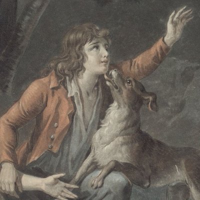 Fidèle et Domingue retrouvent Paul et Virginie (Paul et Virginie) - Descourtis d'après Schall