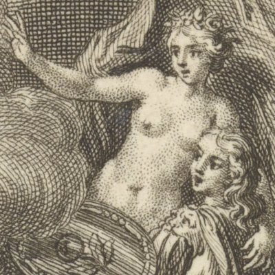Ménélas secouru par Vénus contre Pâris (Iliade, Dacier, 1711, ch3) - Picart
