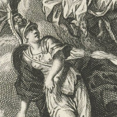 Jupiter envoie Minerve chez les Troyens (Iliade, Dacier, 1711, ch4) - Picart