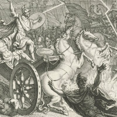 Les chevaux de Diomède foudroyés (Iliade, Dacier, 1711, ch8) - Picart