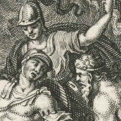Achille sauvé du Xanthe par Neptune et Minerve (Iliade, Dacier, 1711, ch21) - Picart