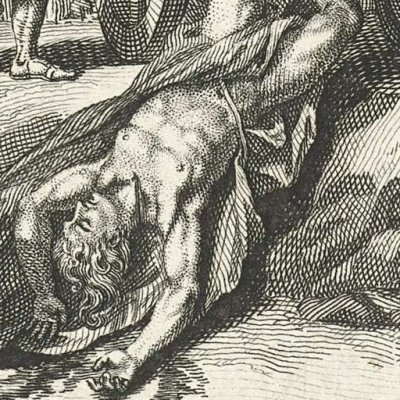 Hector traîné derrière le char d'Achille (Iliade, Dacier, 1711, ch22) - Picart