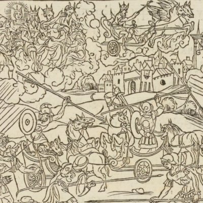 Diomède arrêté par Jupiter (Iliade, Salel, 1545, ch8)
