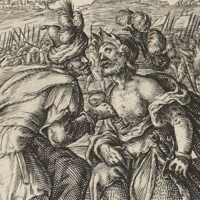 Aristie d'Agamemnon (Speculum heroicum, 1613, Iliade ch11) - C. de Passe