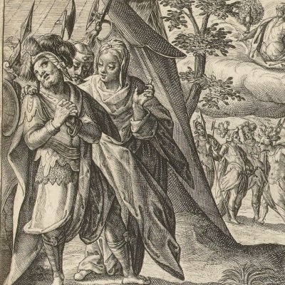 Achille consolé par Thétis de la mort de Patrocle (Speculum heroicum, 1613, Iliade ch18) - C. de Passe