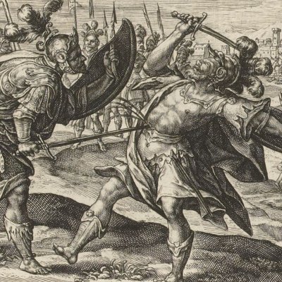 Achille tue Hector (Speculum heroicum, 1613, Iliade ch22) - C. de Passe