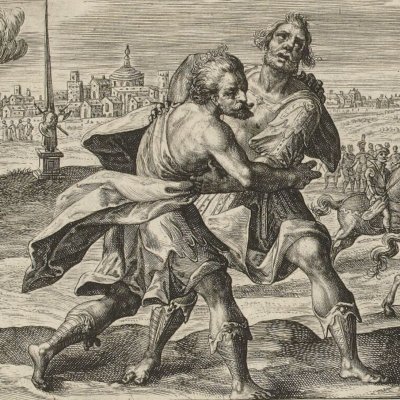 Jeux en l'honneur de Patrocle (Speculum heroicum, 1613, Iliade ch23) - C. de Passe